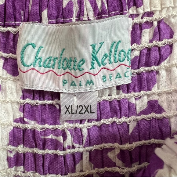 Charlotte Kellogg Ruby Smocked Midi Dress in Cotton Lavender Floral Size XL/2XL - Picture 8 of 11